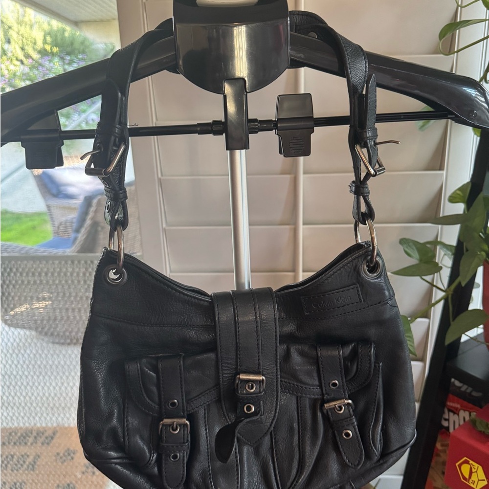 Calvin Klein Black Leather Shoulder Bag